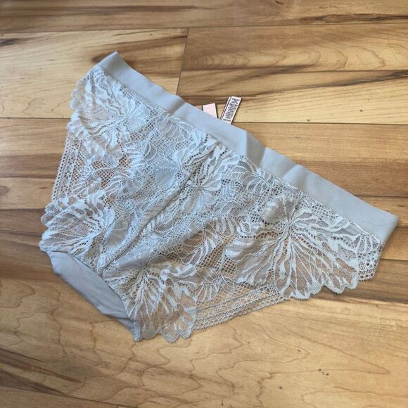 NWT (XL) Victoria’s Secret Luxe Bikini Panty - Light Blue with Sheer Lace Back - Picture 4 of 11